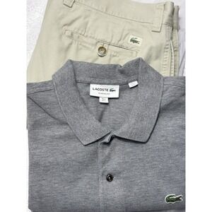 Lacoste Pants Sz 46 Us‎ 36/37 Beige Chino Khakis Grey Polo Style Sz Large